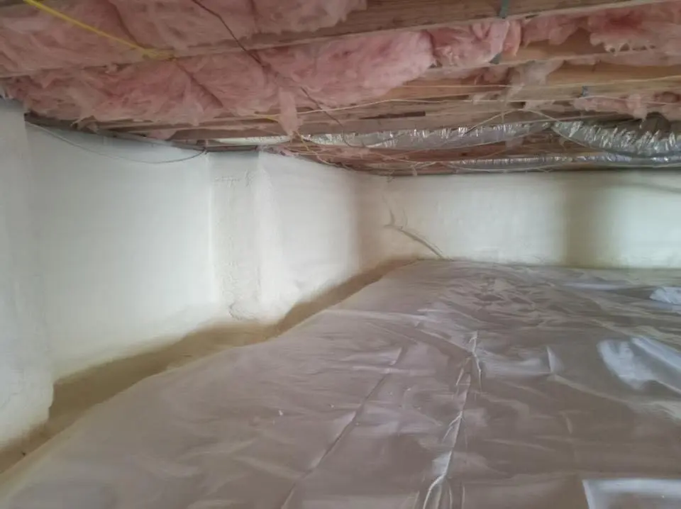 Crawl space encapsulation with closed-cell spray foam for Flat Roof Repair in Wellesley